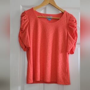 Women's Cece Coral Eyelet Top - Size Medium